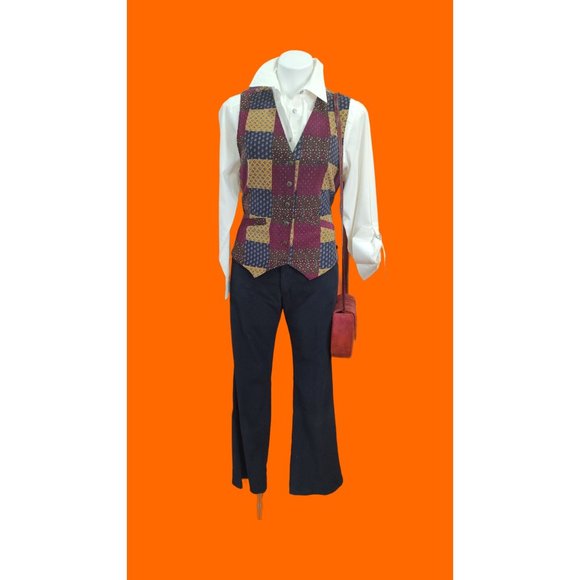 1980's-90's Gina Peters Sport Patchwork Paisley Vest - Picture 8 of 14